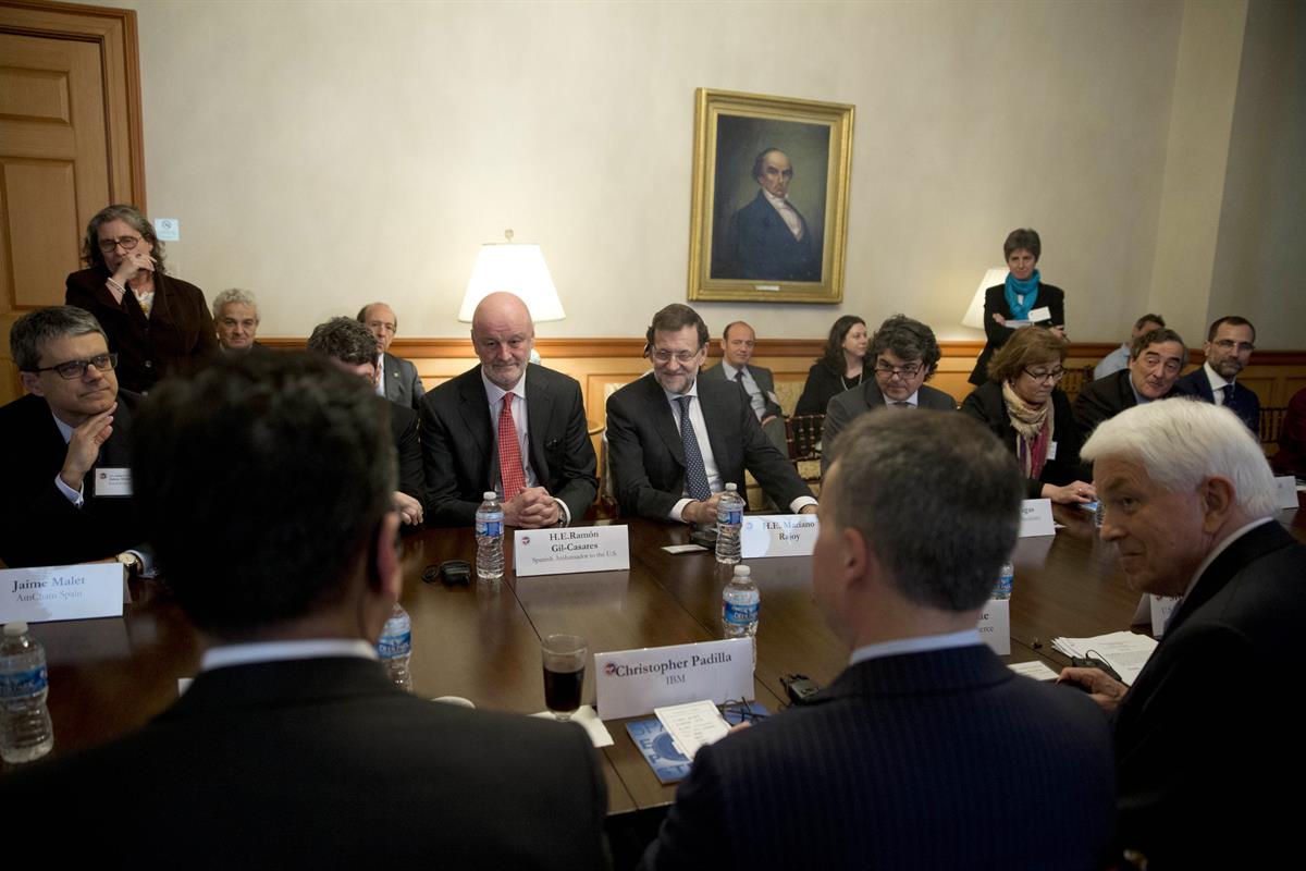 14/01/2014. Rajoy viaja a Estados Unidos en visita oficial. El presidente del Gobierno, Mariano Rajoy, asiste a la Cámara de Comercio de Est...