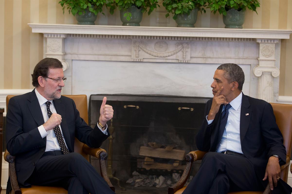 13/01/2014. Rajoy viaja a Estados Unidos en visita oficial. El presidente del Gobierno, Mariano Rajoy, y el presidente de Estados Unidos, Ba...