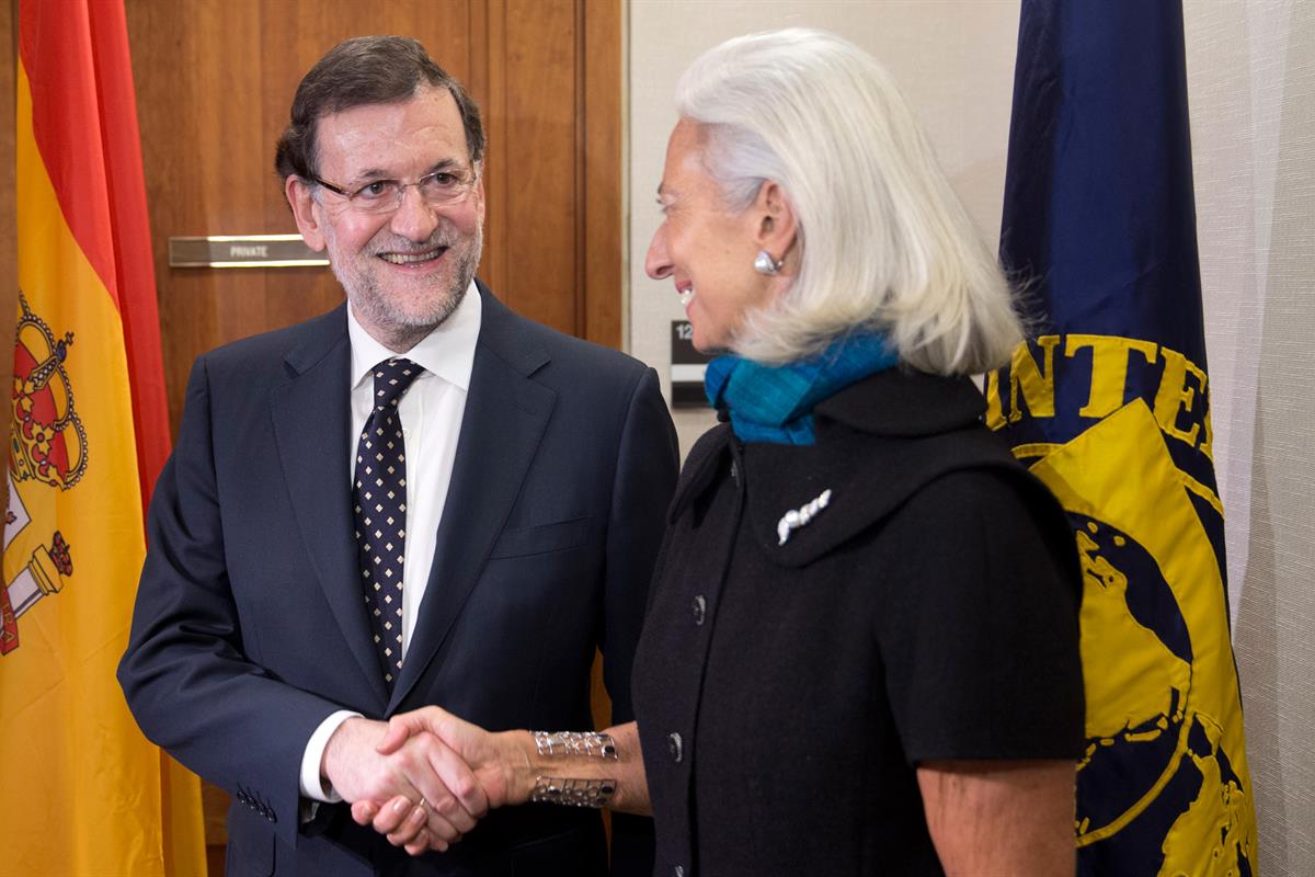 13/01/2014. Rajoy viaja a Estados Unidos en visita oficial. Reunión del presidente del Gobierno con la directora del Fondo Monetario Interna...