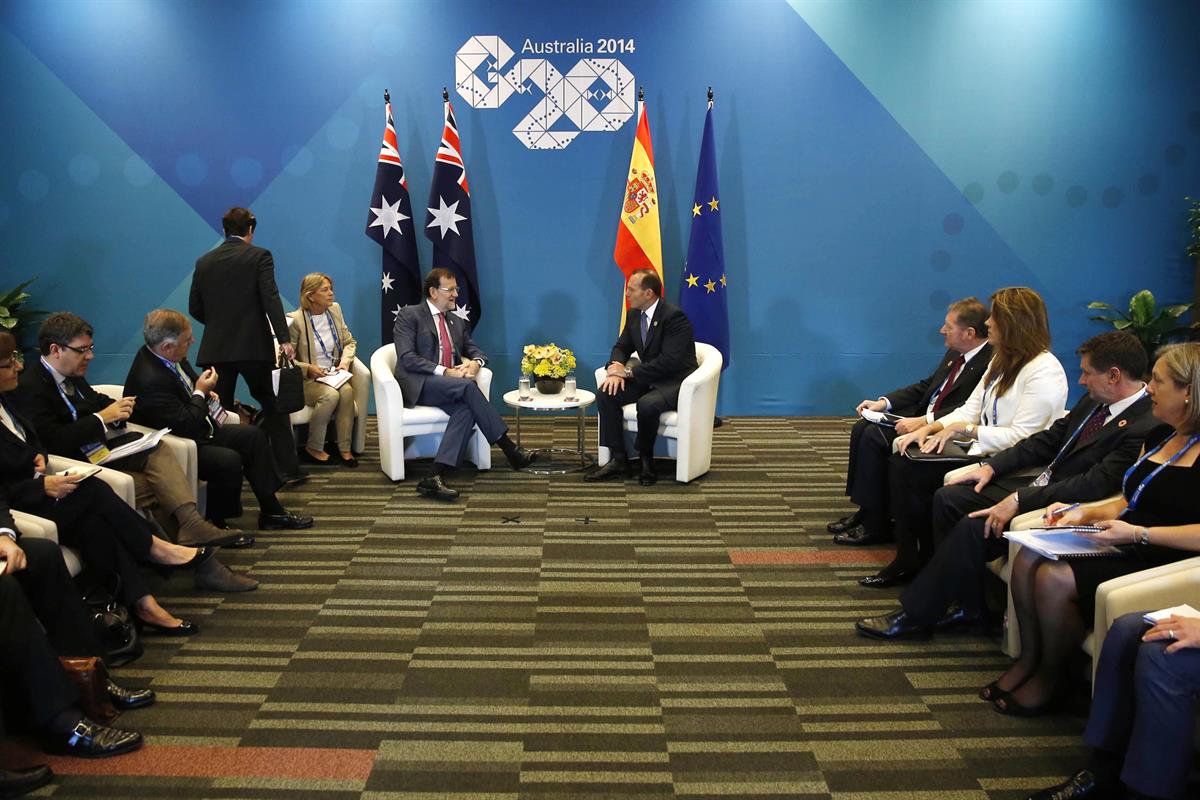 15/11/2014. Reunión del presidente del Gobierno con el primer ministro australiano. El presidente del Gobierno, Mariano Rajoy, y el primer m...