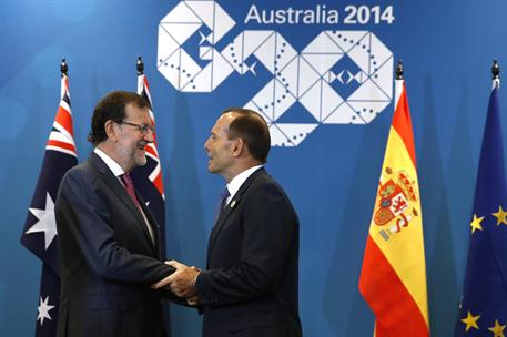 15/11/2014. El presidente del Gobierno junto al primer ministro australiano. El presidente del Gobierno, Mariano Rajoy, y el primer ministro...