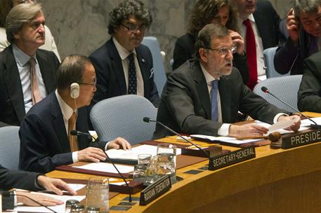 13/10/2015. Rajoy en el Consejo de Seguridad de la ONU. El presidente del Gobierno, Mariano Rajoy, junto al secretario general de la ONU, Ba...