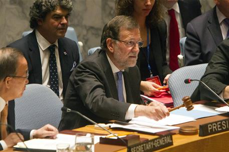 13/10/2015. Rajoy en el Consejo de Seguridad de la ONU. El presidente del Gobierno, Mariano Rajoy, junto al secretario general de la ONU, Ba...