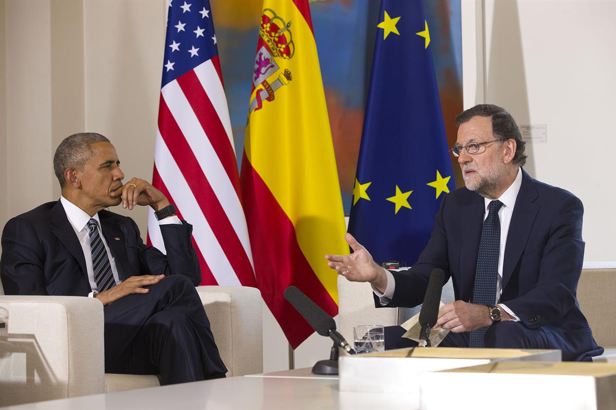 10/07/2016. Rajoy recibe a Obama en La Moncloa. El presidente del Gobierno en funciones, Mariano Rajoy, y el presidente de los Estados Unido...