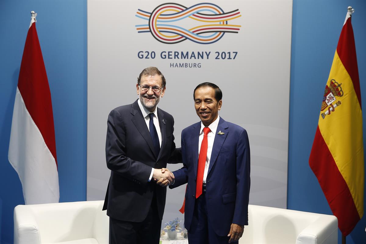 7/07/2017. Rajoy participa en la Cumbre del G-20. El presidente del Gobierno, Marino Rajoy, durante la reunión bilateral que ha mantenido co...