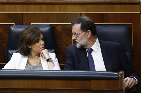 14/06/2017. Rajoy asiste en el Congreso al debate de la moción de censura. El presidente del Gobierno, Mariano Rajoy, junto a la vicepreside...