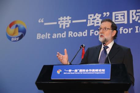 15/05/2017. Viaje de Mariano Rajoy a la República Popular de China. El presidente del Gobierno, Mariano Rajoy, durante la conferencia de pre...