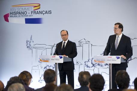 20/02/2017. XXV Cumbre Hispano-Francesa. El presidente del Gobierno, Mariano Rajoy, y el presidente de la República Francesa, François Holla...