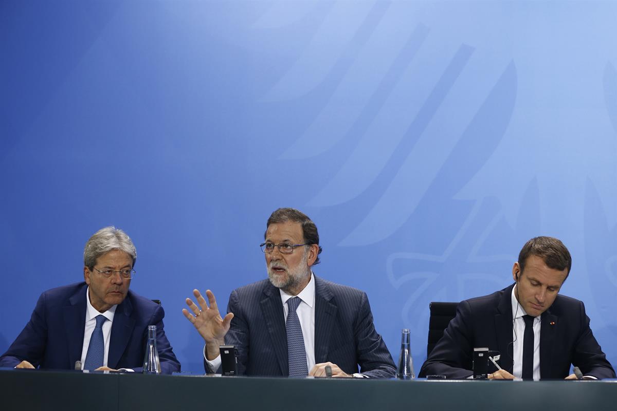 29/06/2017. Rajoy participa en la reunión preparatoria del G-20. El presidente del Gobierno, Mariano Rajoy junto al primer ministro italiano...