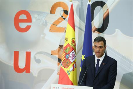20/09/2018. Pedro Sánchez asiste al Consejo Europeo Extraordinario. El presidente del Gobierno, Pedro Sánchez, durante la rueda de prensa qu...