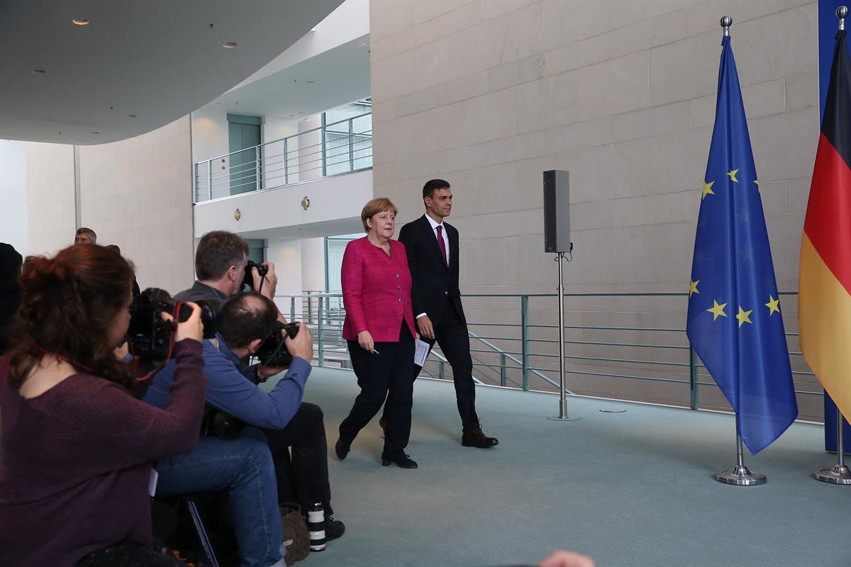 26/06/2018. Sánchez se reúne con Angela Merkel. El presidente del Gobierno, Pedro Sánchez, y la canciller de la República Federal de Alemani...