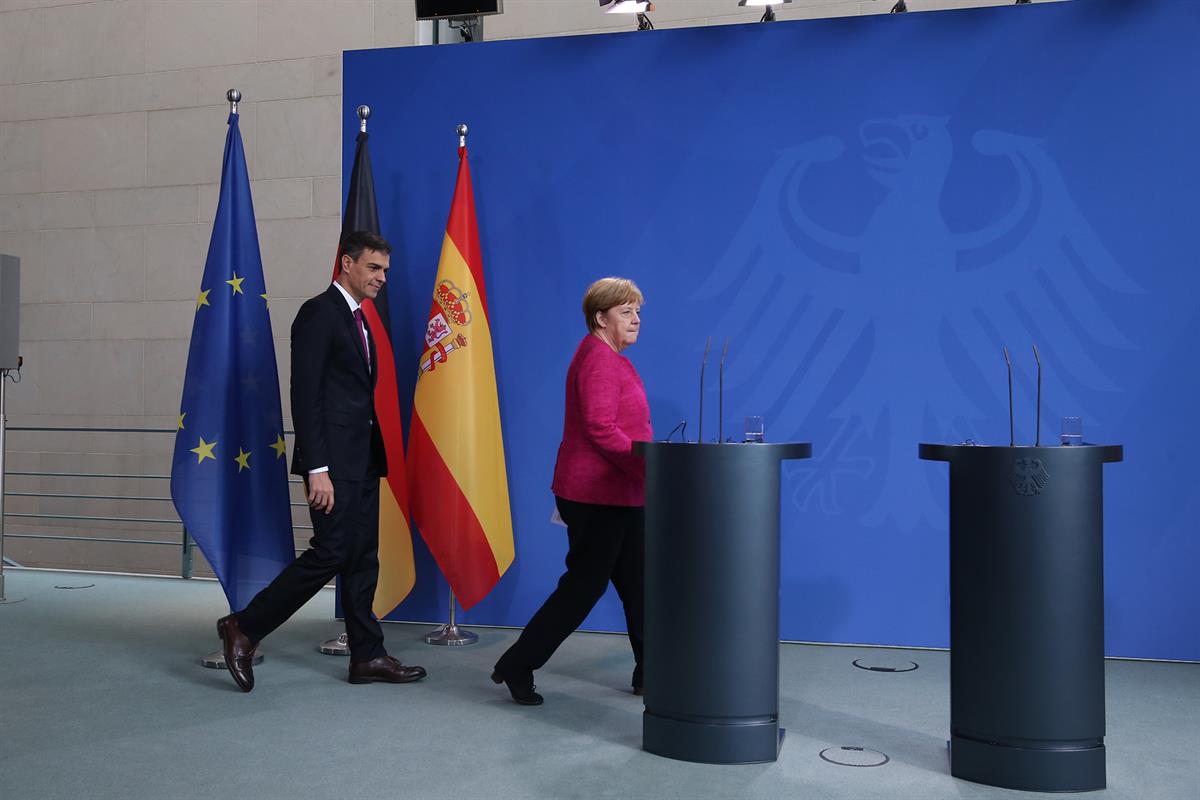 26/06/2018. Sánchez se reúne con Angela Merkel. El presidente del Gobierno, Pedro Sánchez, y la canciller de la República Federal de Alemani...