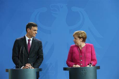 26/06/2018. Sánchez se reúne con Angela Merkel. El presidente del Gobierno, Pedro Sánchez, y la canciller de la República Federal de Alemani...