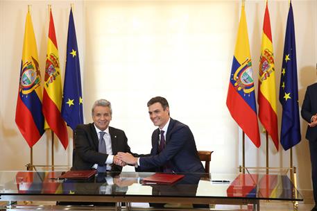 26/07/2018. Pedro Sánchez recibe al presidente de la República del Ecuador. El presidente del Gobierno, Pedro Sánchez, ha recibido en La Mon...