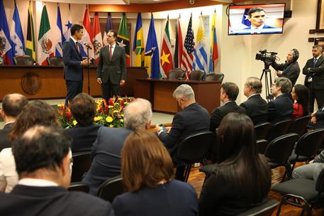31/08/2018. Viaje de Pedro Sánchez a Latinoamérica: Costa Rica. El presidente del Gobierno, Pedro Sánchez, junto al presidente de la Corte I...