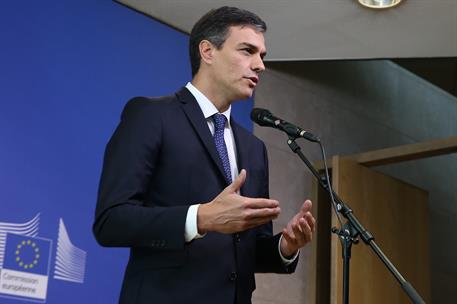 24/06/2018. Sánchez asiste a la reunión informal sobre asuntos de migración y asilo. El presidente del Gobierno, Pedro Sánchez, durante su i...