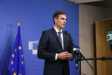 24/06/2018. Sánchez asiste a la reunión informal sobre asuntos de migración y asilo. El presidente del Gobierno, Pedro Sánchez, durante su i...