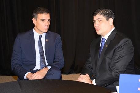 23/09/2019. Sánchez Bilateral Costa Rica Climate Week. El presidente del Gobierno en funciones, Pedro Sánchez, junto al presidente de Costa ...