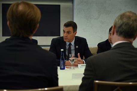 24/09/2019. Pedro Sánchez se reúne con inversores norteamericanos. El presidente del Gobierno en funciones, Pedro Sánchez, durante su reunió...