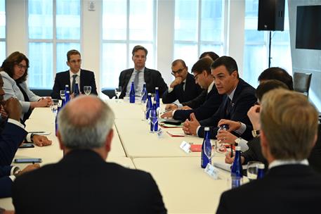 24/09/2019. Pedro Sánchez se reúne con inversores norteamericanos. El presidente del Gobierno en funciones, Pedro Sánchez, durante su reunió...