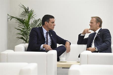 28/06/2019. Pedro Sánchez asiste a la Cumbre del G-20. El presidente del Gobierno en funciones, Pedro Sánchez, y el presidente del Consejo E...