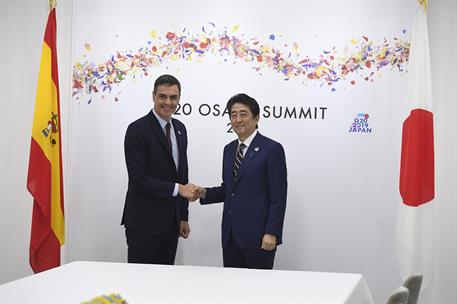 28/06/2019. Pedro Sánchez asiste a la Cumbre del G-20. El presidente del Gobierno en funciones, Pedro Sánchez, y el primer ministro de Japón...