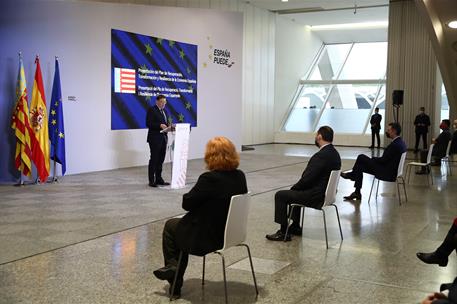 5/11/2020. Sánchez presenta en la Comunitat Valenciana el Plan de Recuperación, Transformación y Resiliencia. El presidente del Gobierno, Pe...