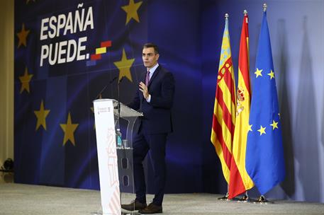 5/11/2020. Sánchez presenta en la Comunitat Valenciana el Plan de Recuperación, Transformación y Resiliencia. El presidente del Gobierno, Pe...