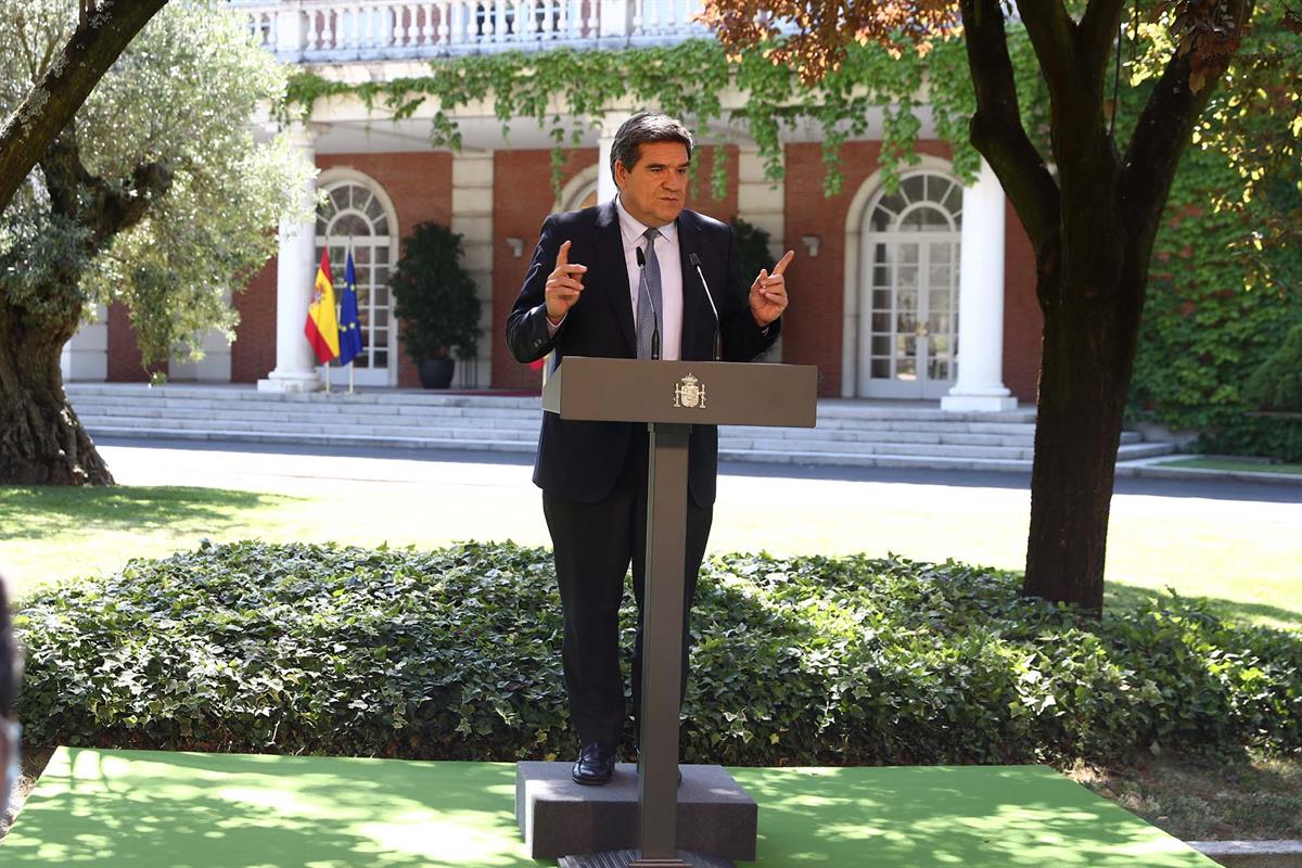 1/07/2021. Escrivá tras la firma del acuerdo para reforzar el sistema público de pensiones. El ministro de Inclusión, Seguridad Social y Mig...