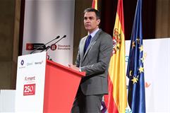 El presidente del Gobierno, Pedro Sánchez, durante su intervención en el acto