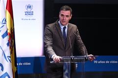 El presidente del Gobierno, Pedro Sánchez, durante su intervención