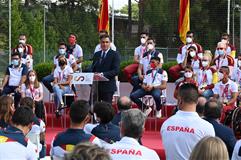 Pedro Sánchez durante su intervención antes los deportistas olímpicos y paralímpicos