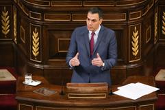 El presidente del Gobierno, Pedro Sánchez, durante su comparecencia ante el Pleno del Congreso de los Diputados