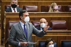 El presidente del Gobierno, Pedro Sánchez, durante la sesión de control en el Congreso de los Diputados