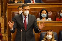 El presidente del Gobierno, Pedro Sánchez, durante una de sus intervenciones en la sesión de control al Gobierno en el Congreso