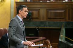 El presidente del Gobierno, Pedro Sánchez, durante su compareciencia ante el Pleno del Congreso de los Diputados