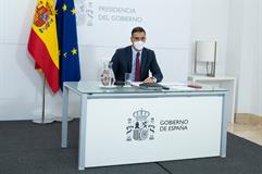 Pedro Sánchez durante la videoconferencia