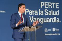 El presidente del Gobierno, Pedro Sánchez, durante su intervención en el acto