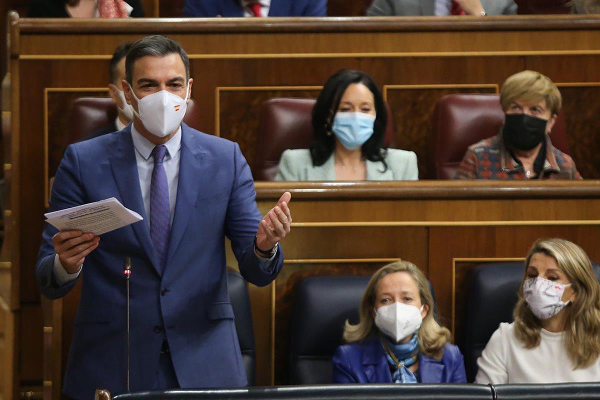 15/12/2021. Pedro Sánchez asiste a la sesión de control en el Congreso. El presidente del Gobierno, Pedro Sánchez, durante la sesión del con...