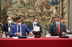 El presidente del Gobierno, Pedro Sánchez, junto al rey Felipe VI