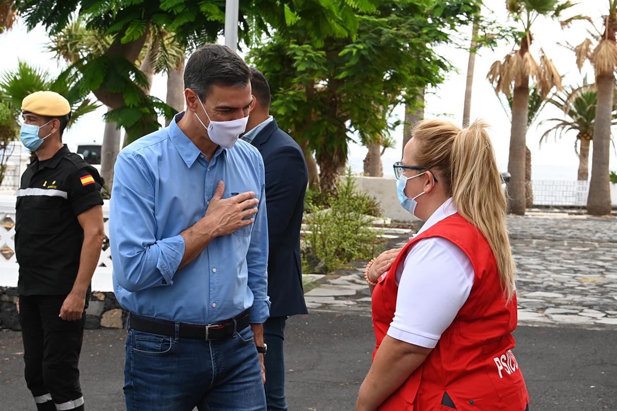 20/09/2021. El presidente del Gobierno sigue en La Palma la evolución de la erupción volcánica. El presidente del Gobierno, Pedro Sánchez, d...