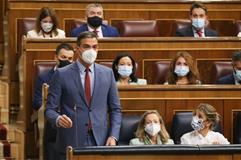 El presidente del Gobierno, Pedro Sánchez, durante una de sus intervenciones en la sesión de control en el Congreso