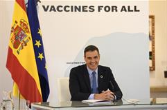 Pedro Sánchez durante la videoconferencia