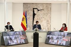 El presidente del Gobierno, Pedro Sánchez, presidiendo la reunión