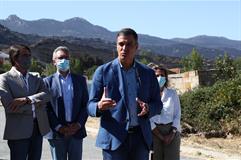 Pedro Sánchez, durante la declaración que ha realizado tras visitar las zonas afectadas por el incendio de Ávila