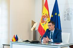 El presidente del Gobierno, Pedro Sánchez, durante su intervención