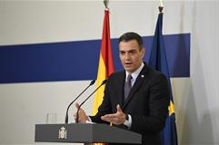 Pedro Sánchez durante la rueda de prensa que ha ofrecido al término del Consejo Europeo extraordinario