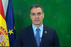 El presidente del Gobierno, Pedro Sánchez, durante su intervención