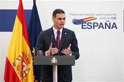 Pedro Sánchez durante su intervención en rueda de prensa