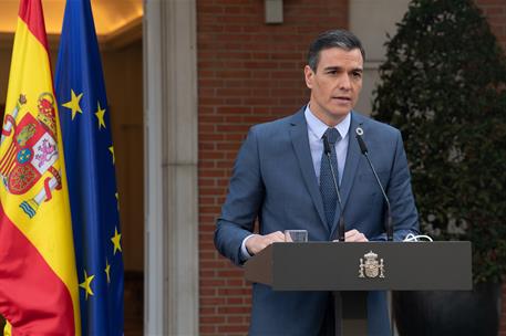 26/02/2021. Sánchez ofrece una rueda de prensa tras el Consejo Europeo. El presidente del Gobierno, Pedro Sánchez, durante la rueda de prens...
